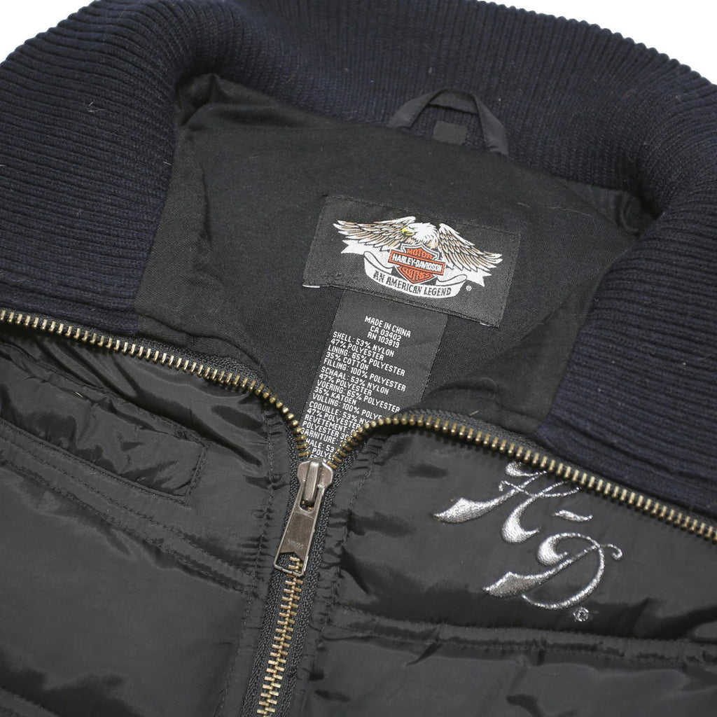 HARLEY DAVIDSON Womens Black Shell Quilted Jacket S Polyester Blend Zip Puffer