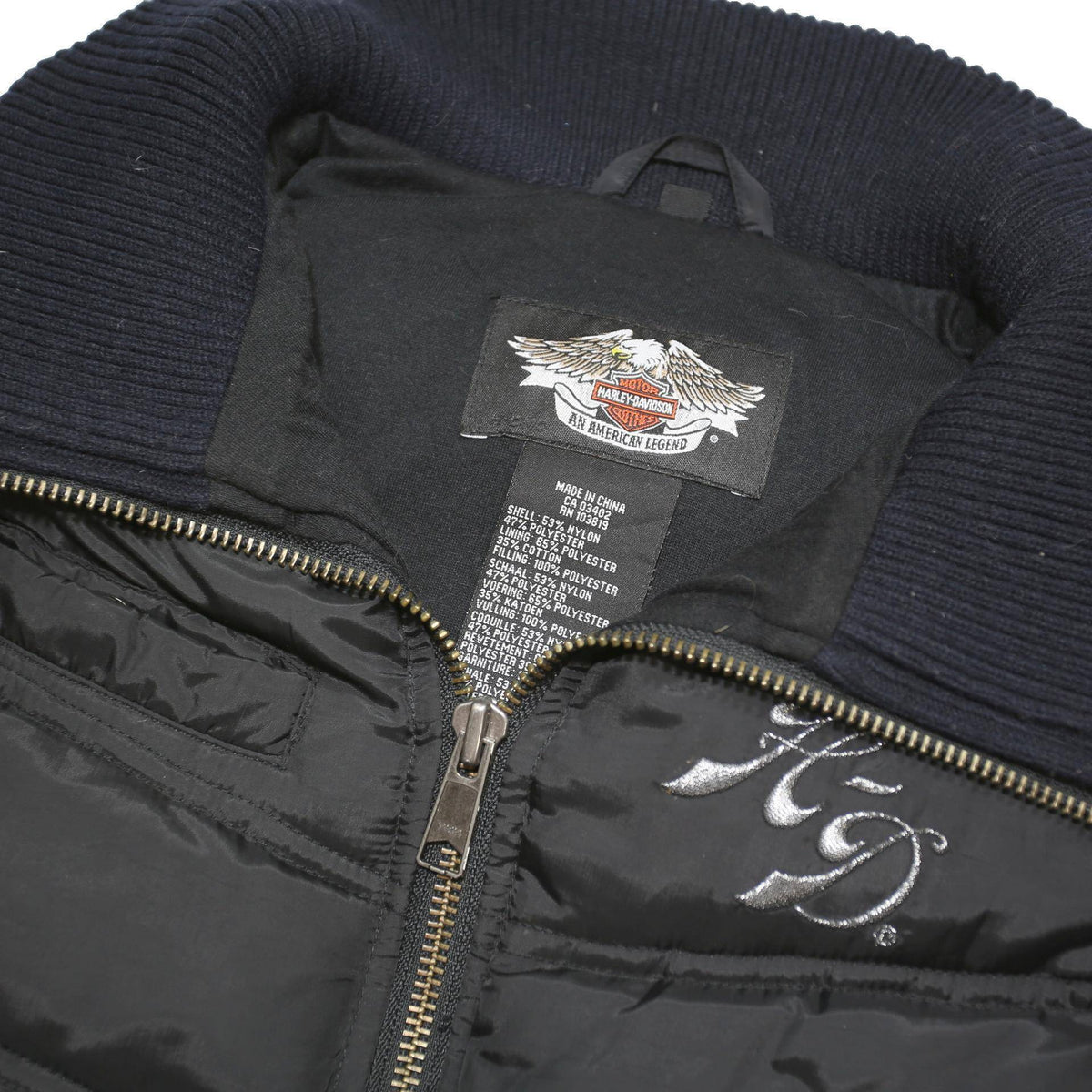 HARLEY DAVIDSON Womens Black Shell Quilted Jacket S Polyester Blend Zip Puffer