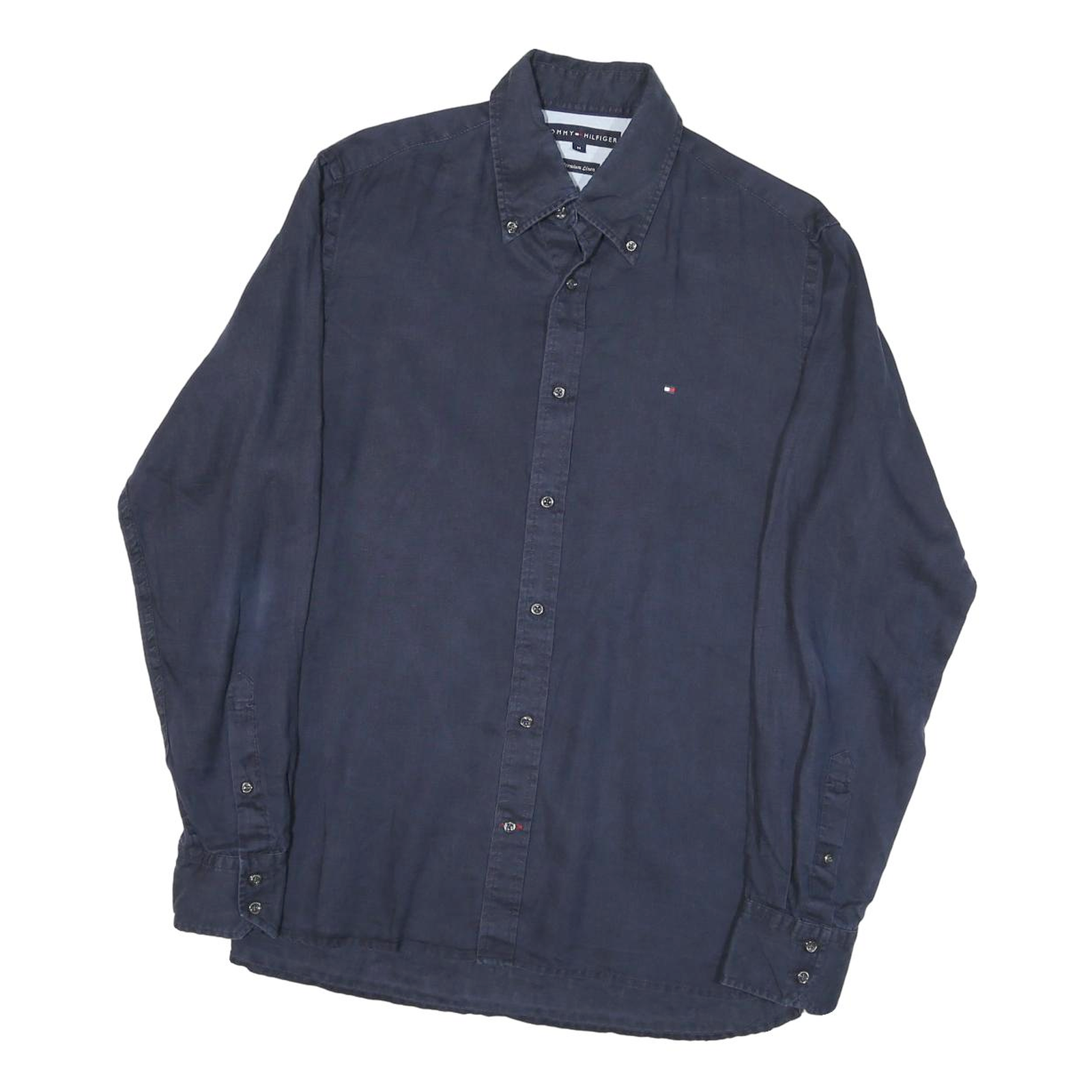 TOMMY HILFIGER Mens Navy Blue Shirt M Button-Down Collar Long Sleeve Cotton