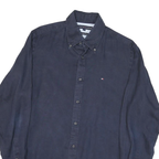 TOMMY HILFIGER Mens Navy Blue Shirt M Button-Down Collar Long Sleeve Cotton