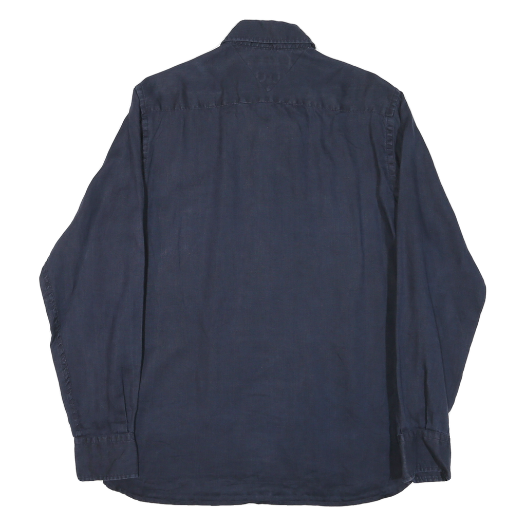 TOMMY HILFIGER Mens Navy Blue Shirt M Button-Down Collar Long Sleeve Cotton