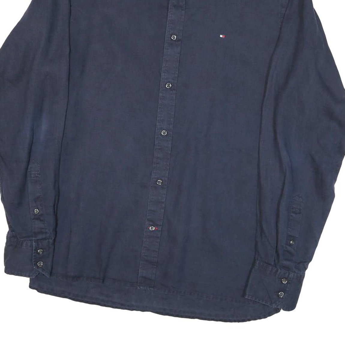 TOMMY HILFIGER Mens Navy Blue Shirt M Button-Down Collar Long Sleeve Cotton
