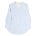 ZARA Womens White Cotton Blend Shirt Long Sleeve V Neck M Classic Button Up