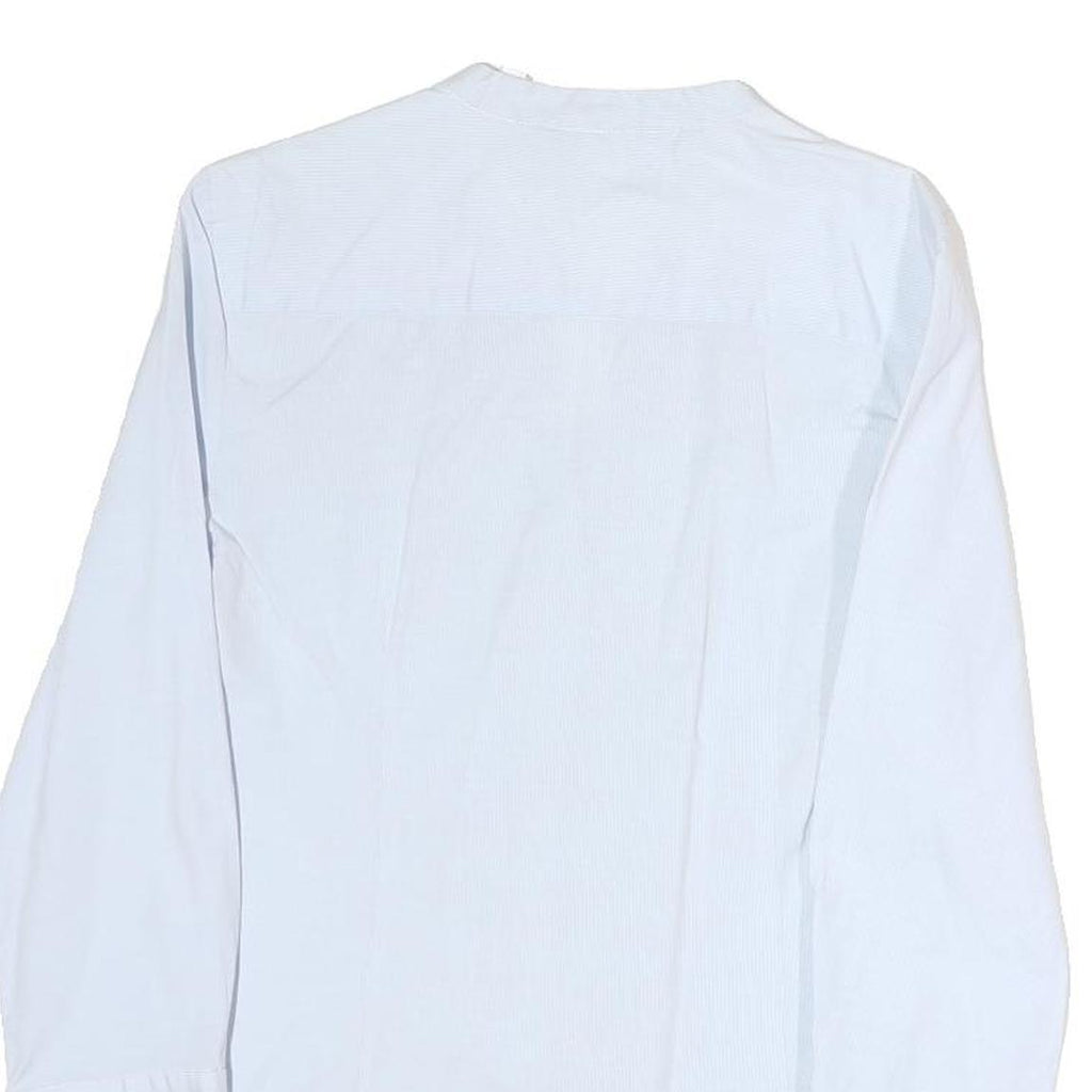 ZARA Womens White Cotton Blend Shirt Long Sleeve V Neck M Classic Button Up