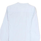 ZARA Womens White Cotton Blend Shirt Long Sleeve V Neck M Classic Button Up