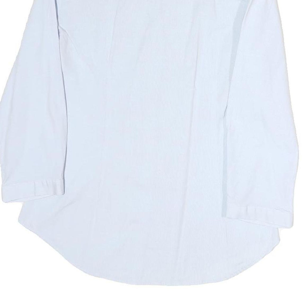 ZARA Womens White Cotton Blend Shirt Long Sleeve V Neck M Classic Button Up
