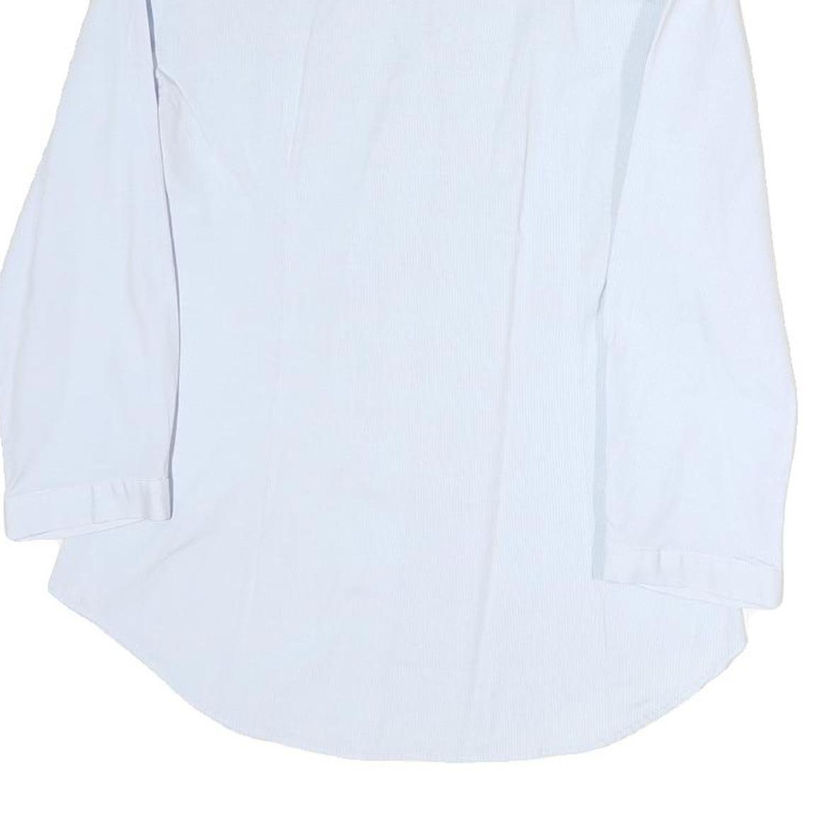 ZARA Womens White Cotton Blend Shirt Long Sleeve V Neck M Classic Button Up