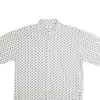 CHIAMARE Mens White & Navy Blue Printed Cotton Shirt L Button-Down Short Sleeve