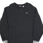 LEVI'S Womens Black Cotton Blend Jersey Long Sleeve Mini Dress L Logo Cuffs