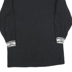 LEVI'S Womens Black Cotton Blend Jersey Long Sleeve Mini Dress L Logo Cuffs