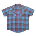 ELY Mens Blue Red Check Shirt XL Casual Cotton Blend Short Sleeve Button