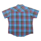 ELY Mens Blue Red Check Shirt XL Casual Cotton Blend Short Sleeve Button