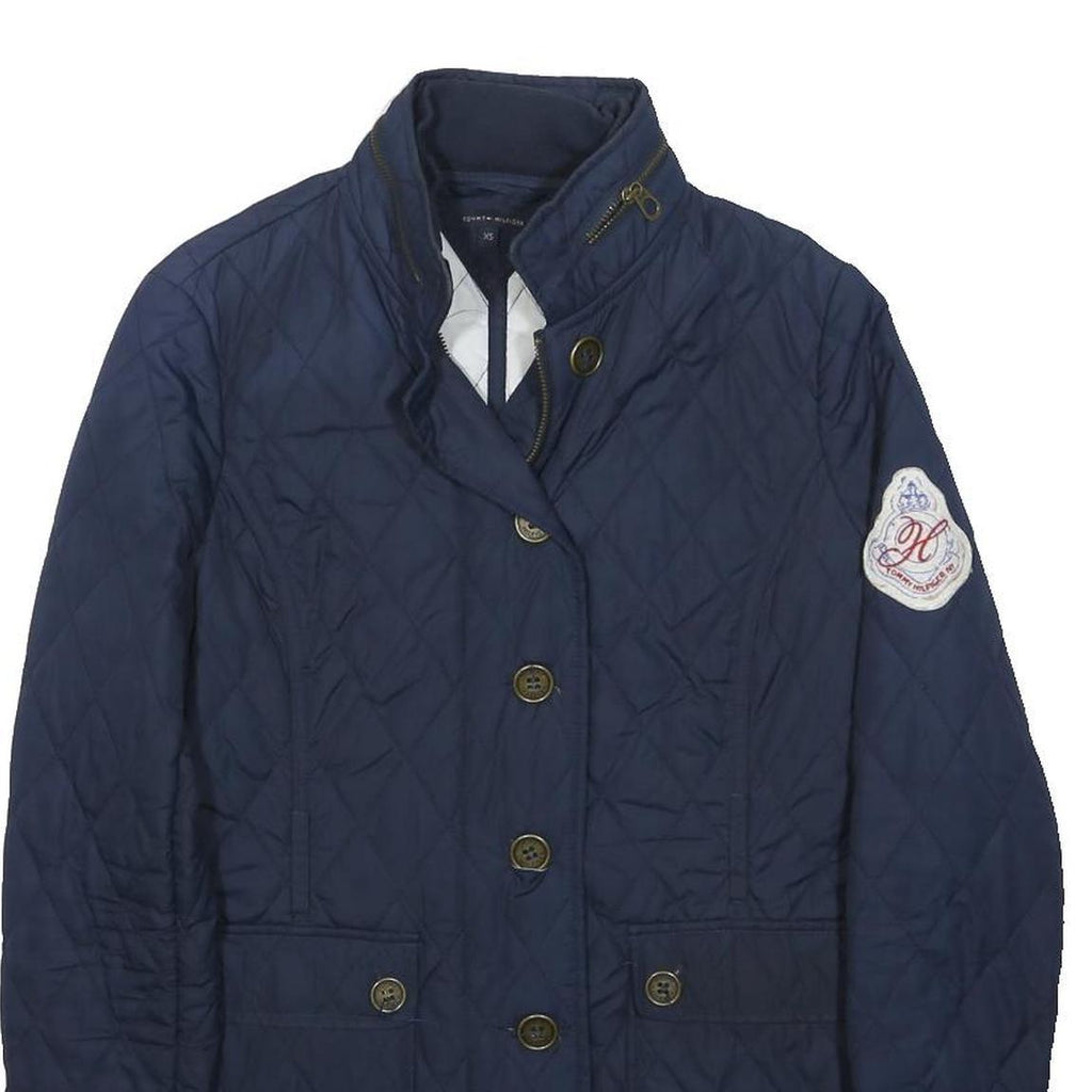 TOMMY HILFIGER Womens Navy Blue Quilted Jacket XS Polyester Zip Classic Fit