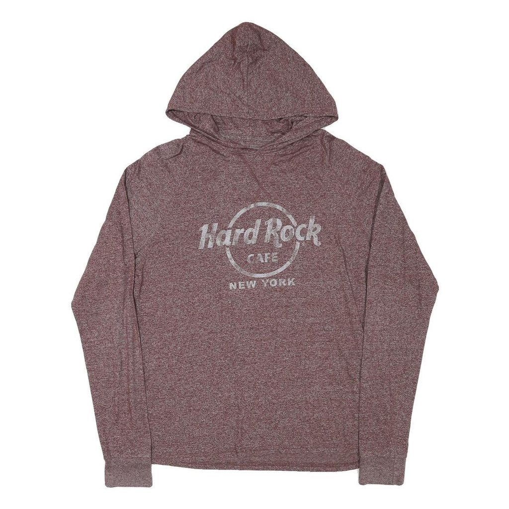 HARD ROCK CAFE Mens Maroon Pullover Hoodie S New York Cotton Blend
