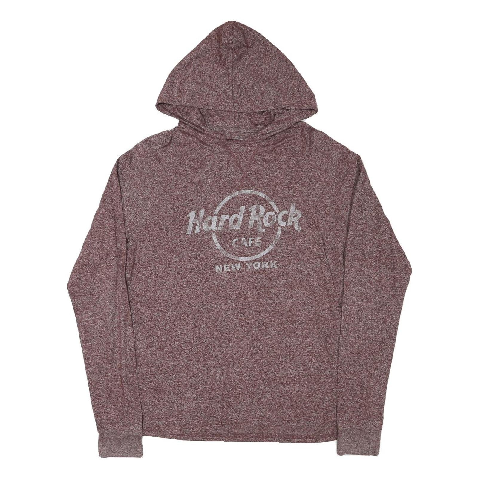HARD ROCK CAFE Mens Maroon Pullover Hoodie S New York Cotton Blend
