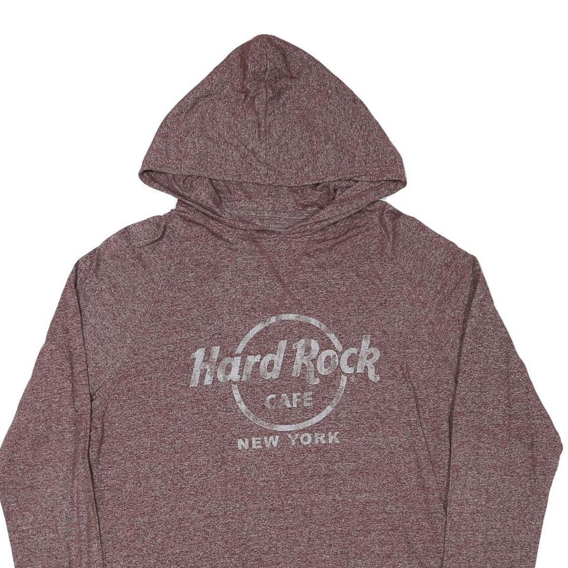 HARD ROCK CAFE Mens Maroon Pullover Hoodie S New York Cotton Blend