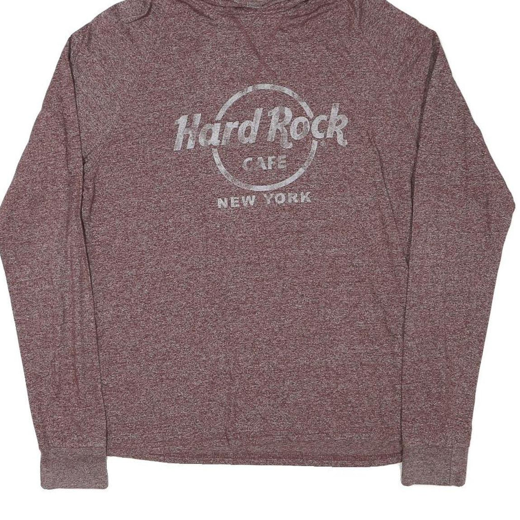 HARD ROCK CAFE Mens Maroon Pullover Hoodie S New York Cotton Blend