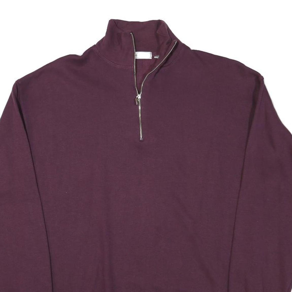 JOY SPORTSWEAR Mens Maroon 1/4 Zip Sweatshirt L Casual Cotton Blend Pullover