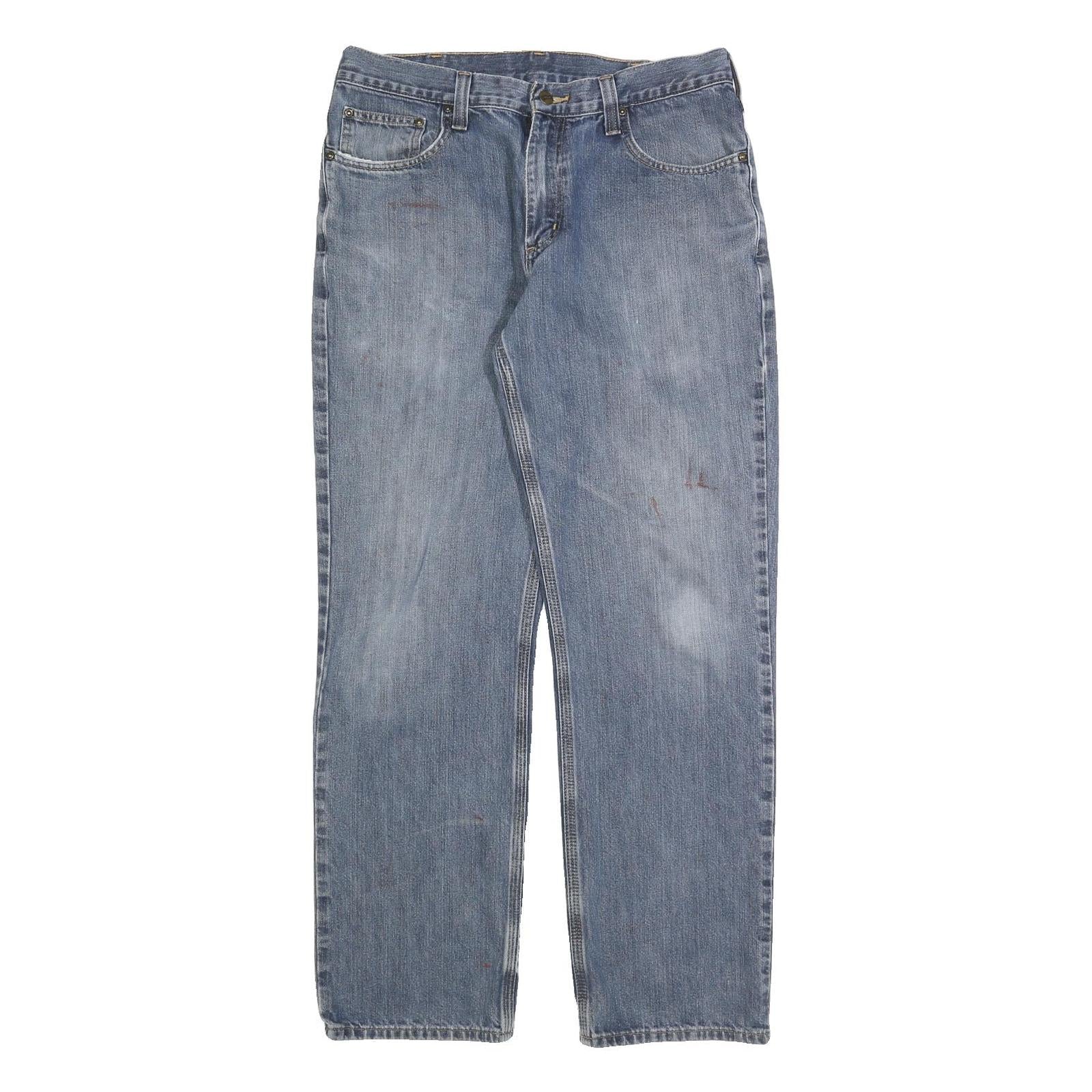 CARHARTT Mens Jeans Blue Relaxed Straight Denim Medium W34 L32 Durable Workwear