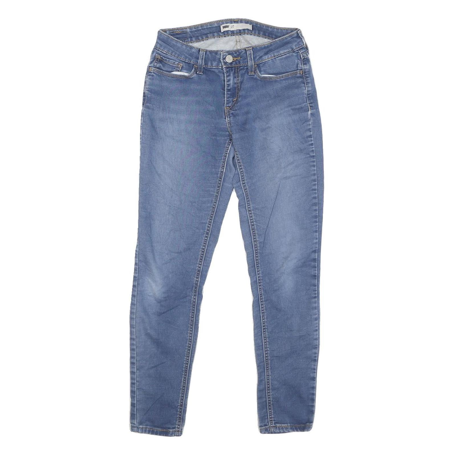 LEVI'S Womens Slim Blue Denim Light Zip Jeans W27 L30 Classic Fit Stretch