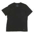 TOMMY HILFIGER Mens Black V-Neck T-Shirt L Cotton Blend Classic Fit Logo
