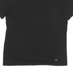 TOMMY HILFIGER Mens Black V-Neck T-Shirt L Cotton Blend Classic Fit Logo