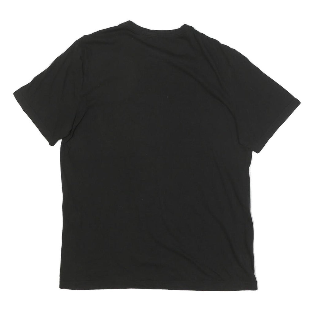 TOMMY HILFIGER Mens Black V-Neck T-Shirt L Cotton Blend Classic Fit Logo