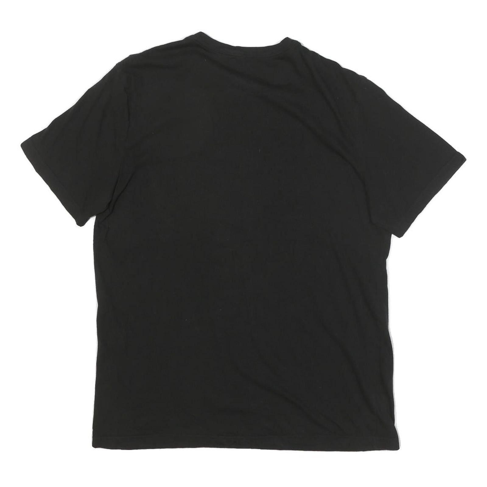 TOMMY HILFIGER Mens Black V-Neck T-Shirt L Cotton Blend Classic Fit Logo
