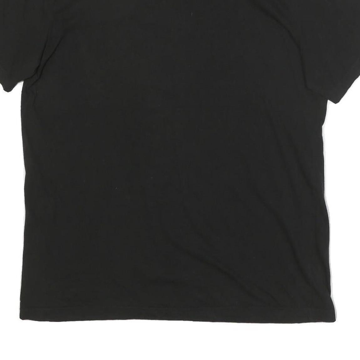 TOMMY HILFIGER Mens Black V-Neck T-Shirt L Cotton Blend Classic Fit Logo