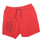 NIKE Mens Red Casual Shorts 2XL W36 Cotton Blend Drawstring Waist Logo