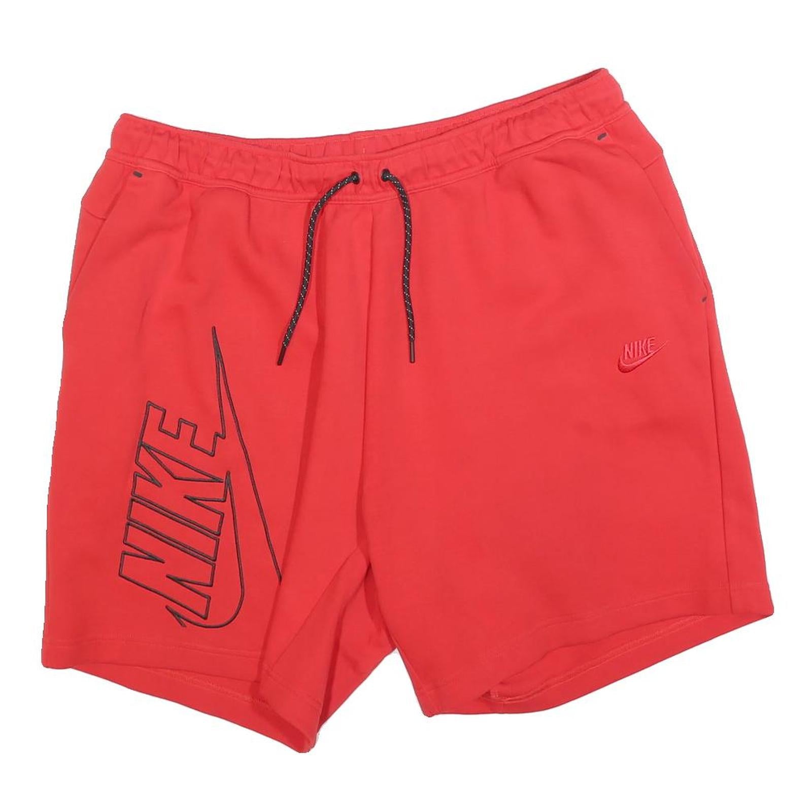 NIKE Mens Red Casual Shorts 2XL W36 Cotton Blend Drawstring Waist Logo