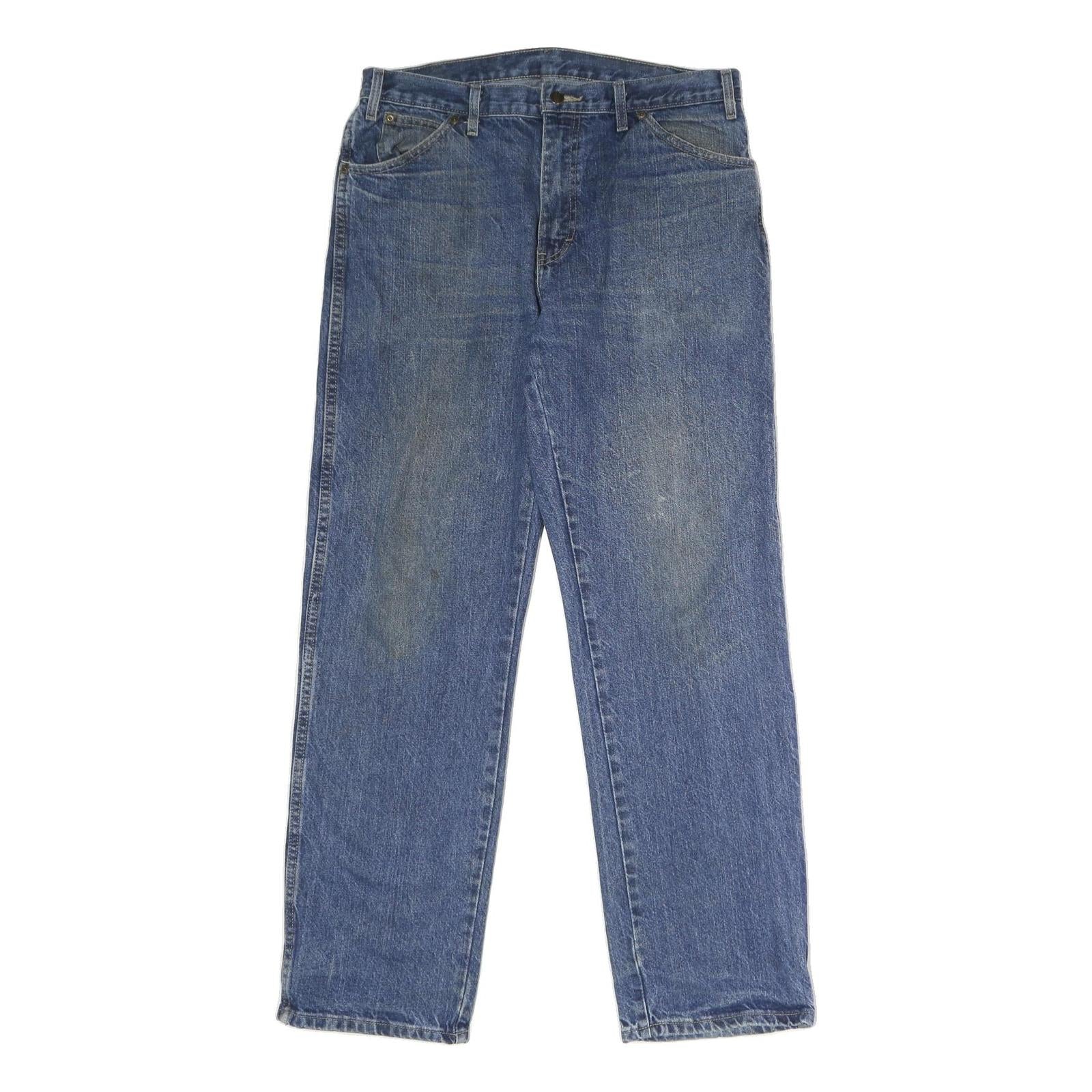 DICKIES Mens Regular Fit Blue Denim Jeans W34 L32 Classic Cotton Zip Closure