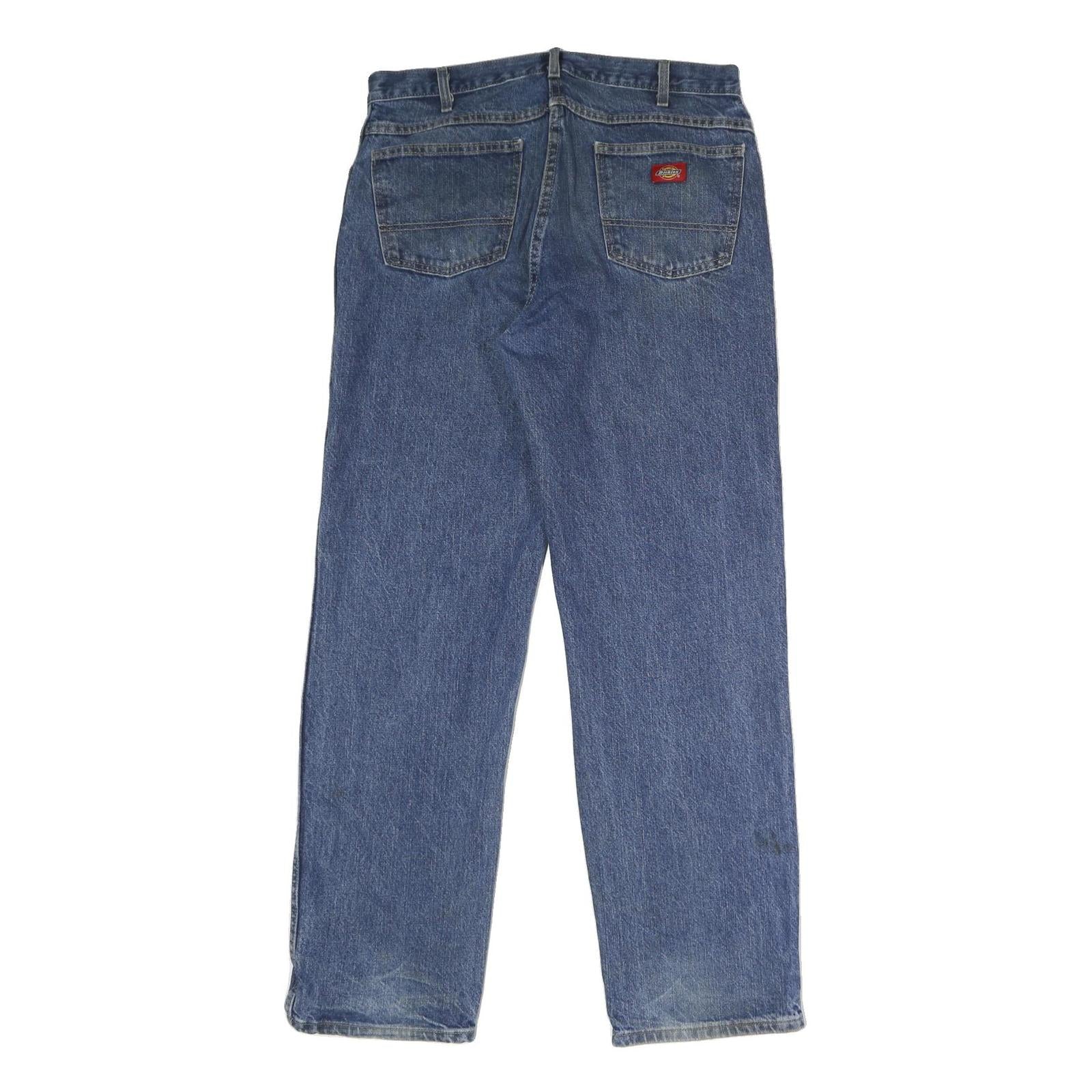 DICKIES Mens Regular Fit Blue Denim Jeans W34 L32 Classic Cotton Zip Closure