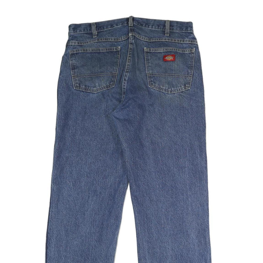 DICKIES Mens Regular Fit Blue Denim Jeans W34 L32 Classic Cotton Zip Closure