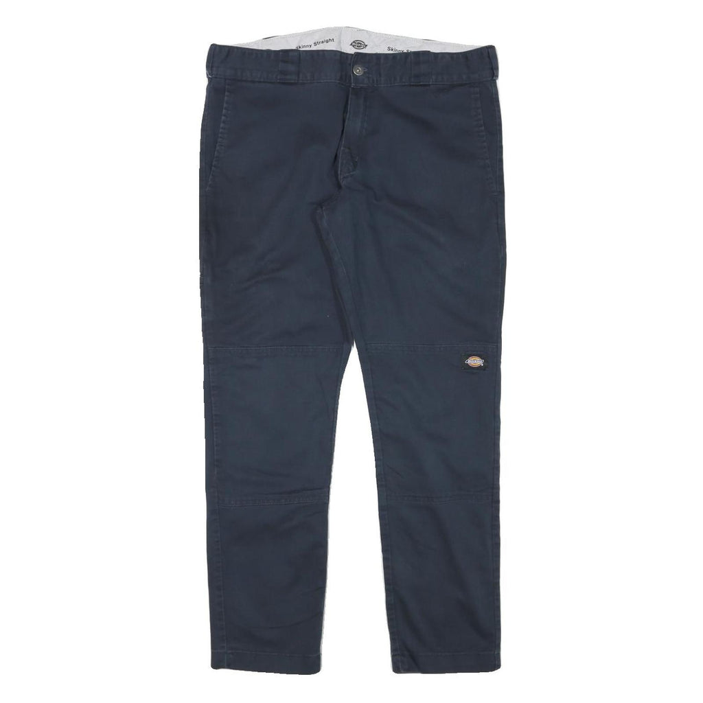 DICKIES Mens Slim Navy Blue Skinny Straight Cotton Blend Trousers W34 L29