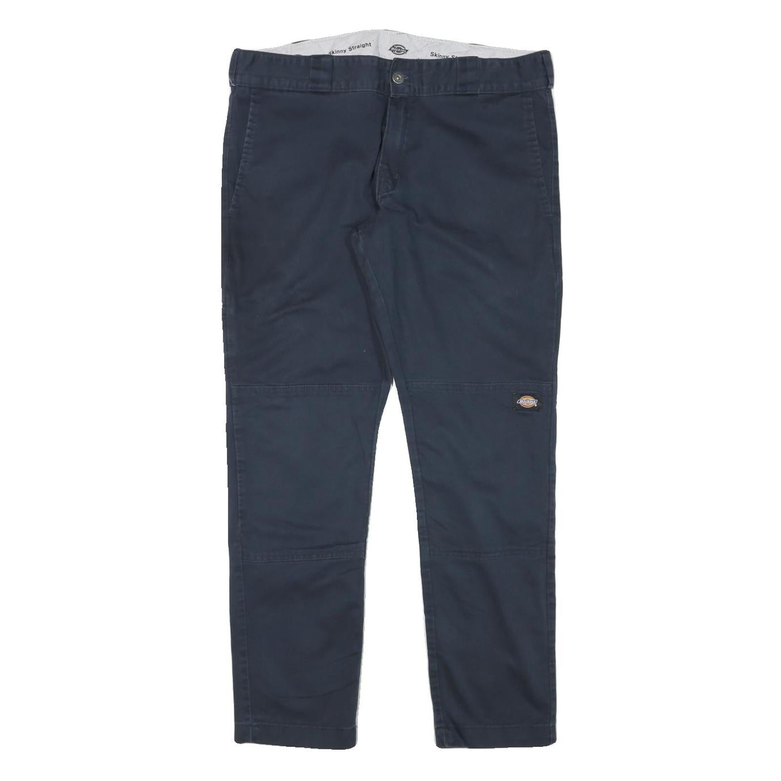 DICKIES Mens Slim Navy Blue Skinny Straight Cotton Blend Trousers W34 L29