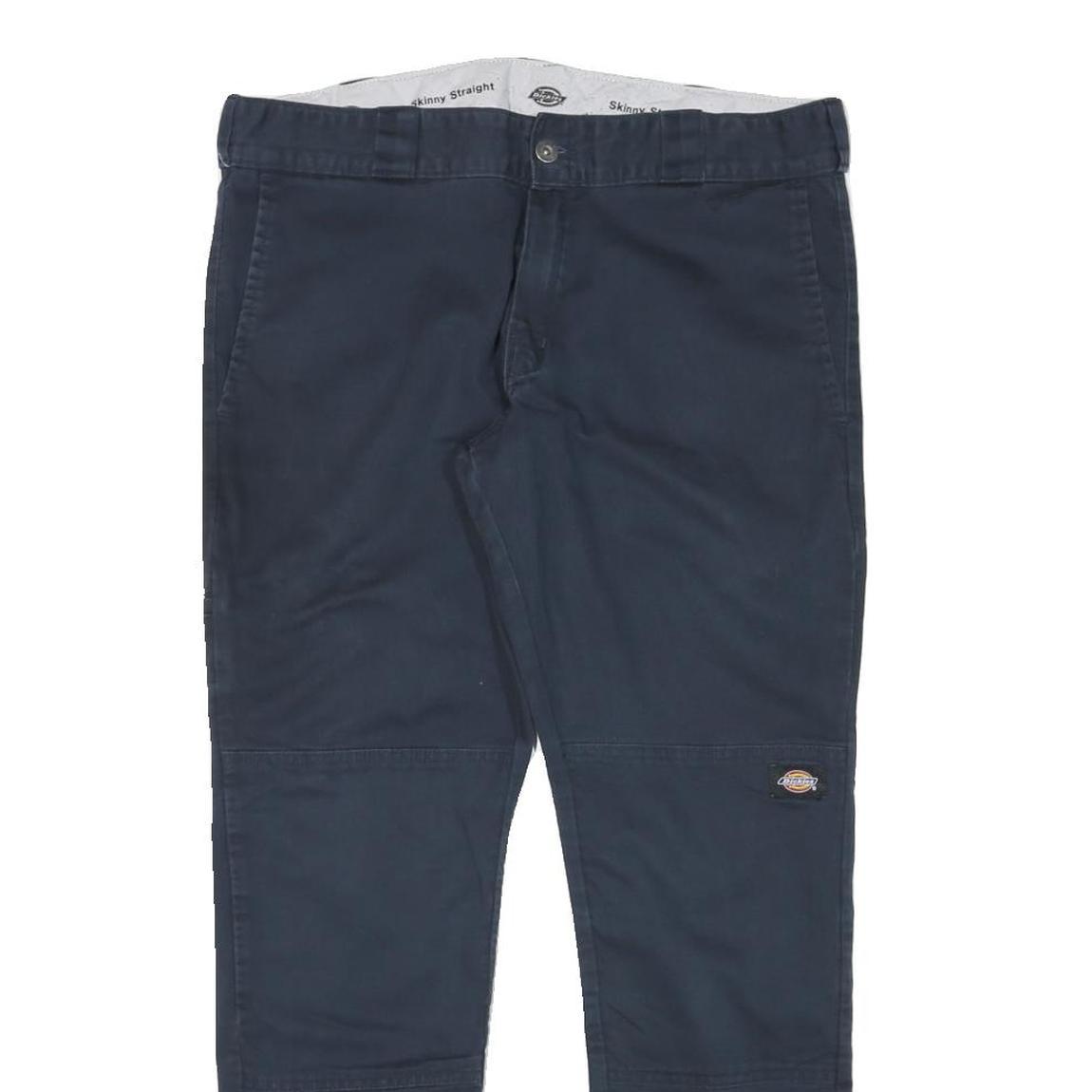 DICKIES Mens Slim Navy Blue Skinny Straight Cotton Blend Trousers W34 L29