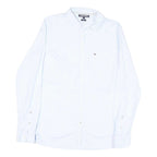 TOMMY HILFIGER Womens Blue & White Striped Shirt UK 8 Classic Button Down Long