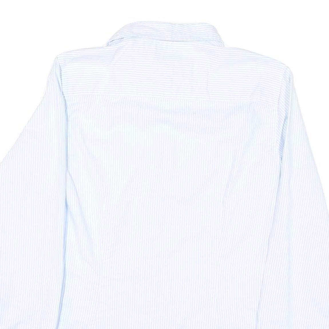 TOMMY HILFIGER Womens Blue & White Striped Shirt UK 8 Classic Button Down Long