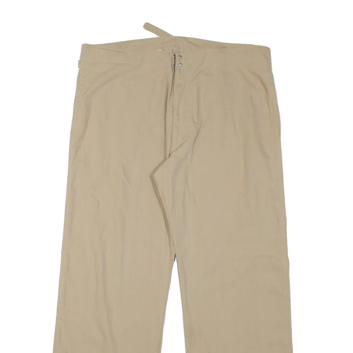 DIESEL Womens Cotton Blend Beige Relaxed Trousers W38 L30 Button Closure Casual