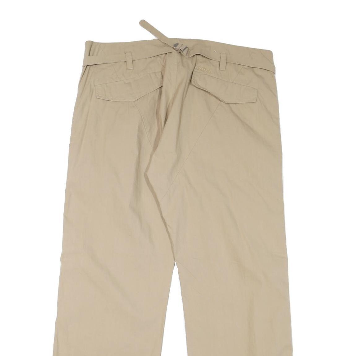 DIESEL Womens Cotton Blend Beige Relaxed Trousers W38 L30 Button Closure Casual