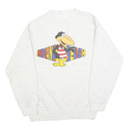 Mens White Heckle & Jeckle Sweatshirt Indian Beach Crew Neck L Cotton Blend