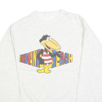 Mens White Heckle & Jeckle Sweatshirt Indian Beach Crew Neck L Cotton Blend