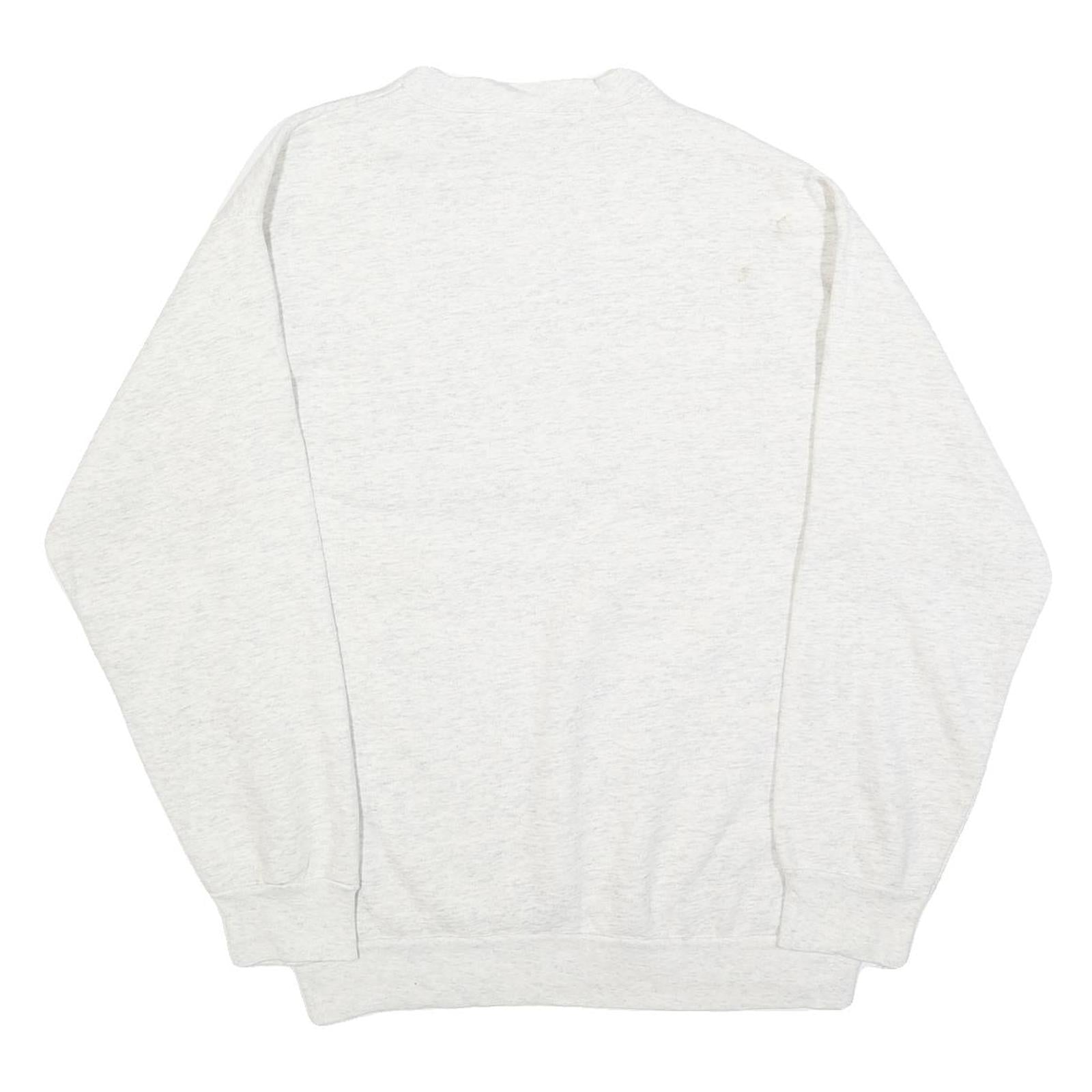 Mens White Heckle & Jeckle Sweatshirt Indian Beach Crew Neck L Cotton Blend