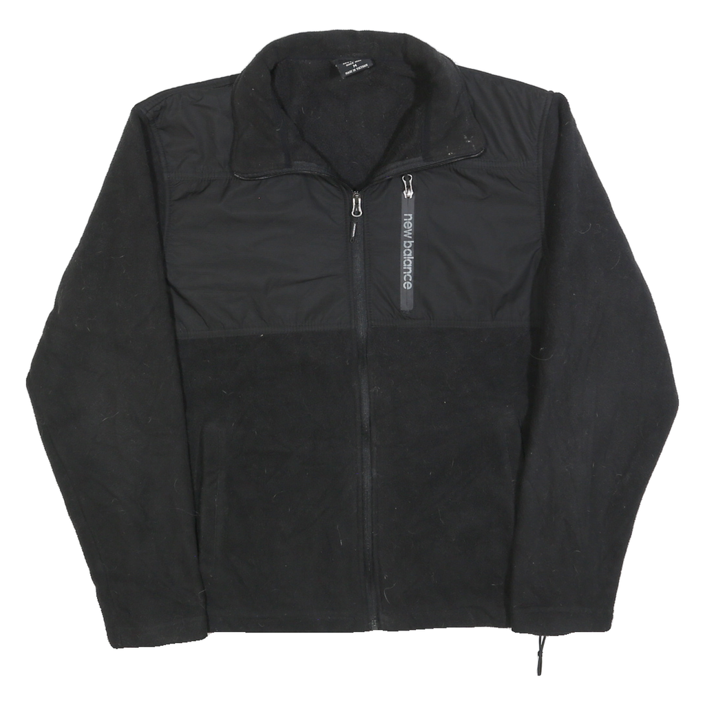 NEW BALANCE Mens Black Plain Polyester Full Zip Pullover Jumper M Sports Casual