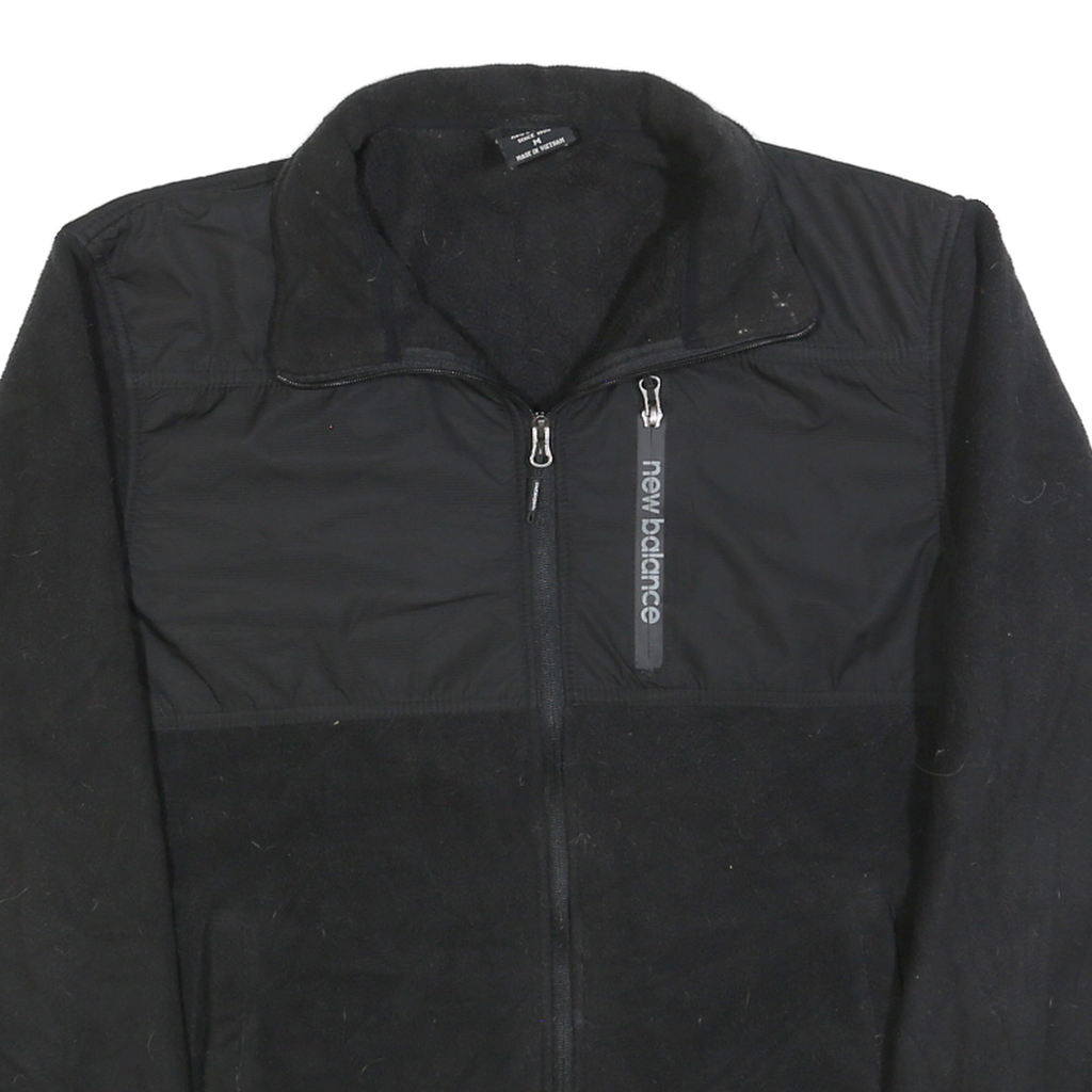 NEW BALANCE Mens Black Plain Polyester Full Zip Pullover Jumper M Sports Casual