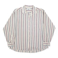 VAN HEUSEN Mens Cream & Purple Striped Cotton Shirt XL Classic Button Shirt