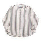 VAN HEUSEN Mens Cream & Purple Striped Cotton Shirt XL Classic Button Shirt