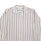 VAN HEUSEN Mens Cream & Purple Striped Cotton Shirt XL Classic Button Shirt