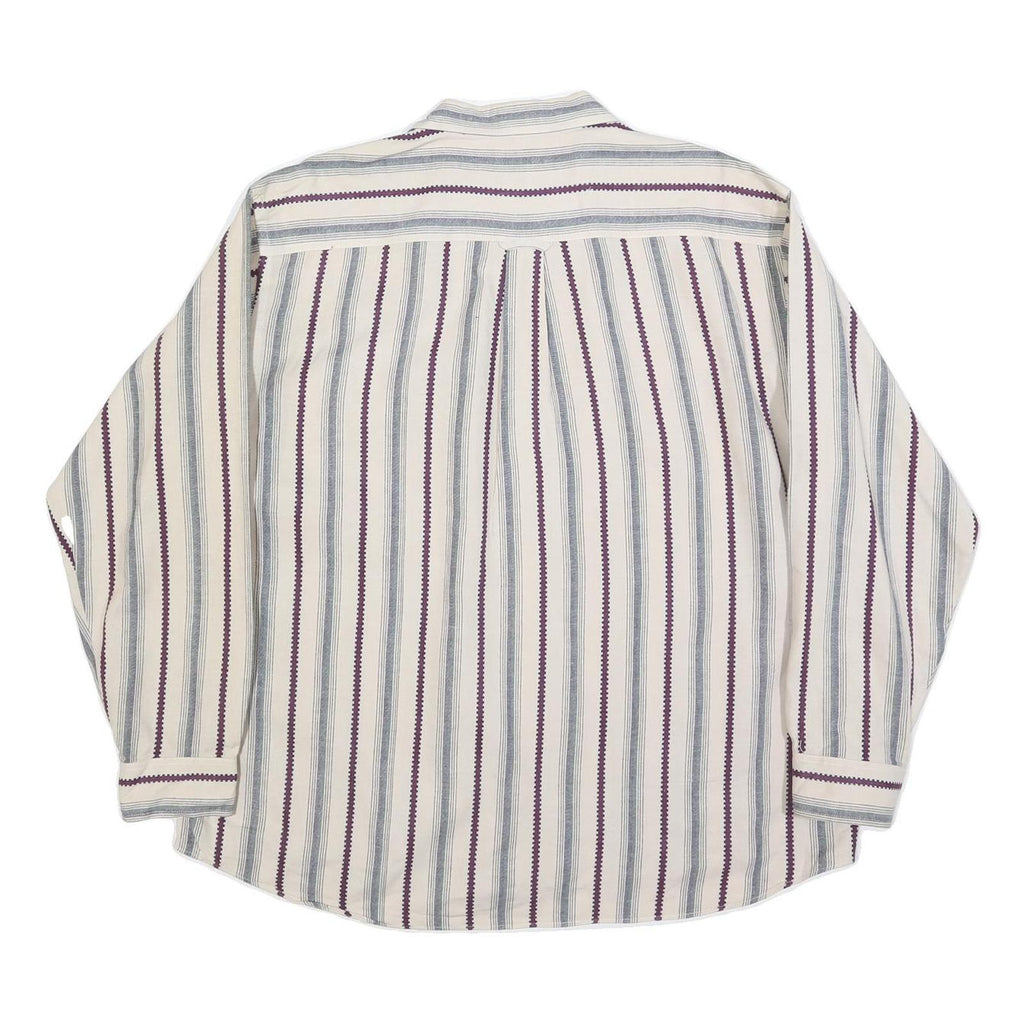 VAN HEUSEN Mens Cream & Purple Striped Cotton Shirt XL Classic Button Shirt